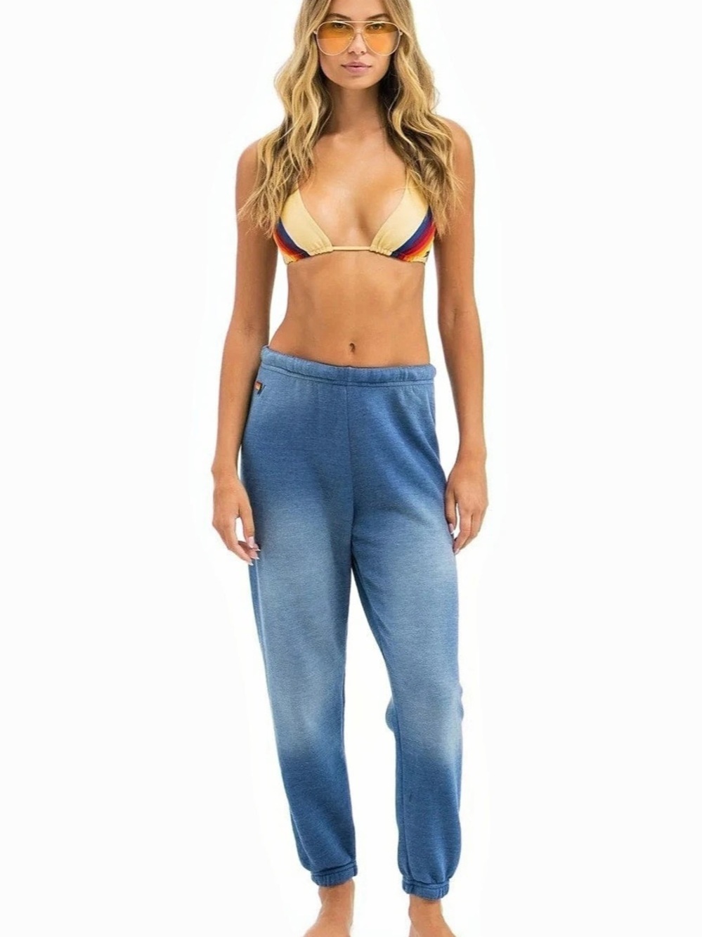Aviator Nation Lightning Bolt Sweatpants Blue Jogger Pants